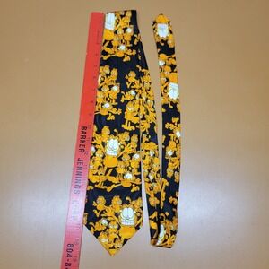 Vintage Garfield Mens Silk Tie All Over Print Black Orange Novelty Necktie
